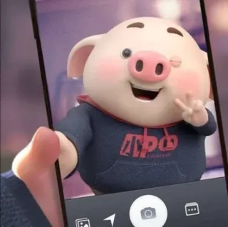 🐽 pig, cartoon, peace sign, cute, animal, selfie telegram sticker