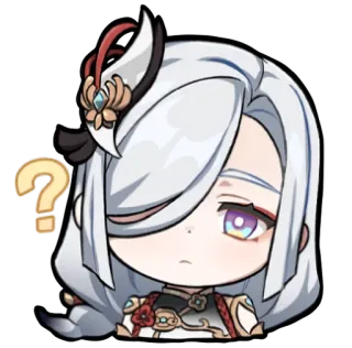 ❓ Shenhe Genshin Impact Fragezeichen, Genshin Impact, Shenhe, Videospiel, Charakter, Sticker whatsapp sticker