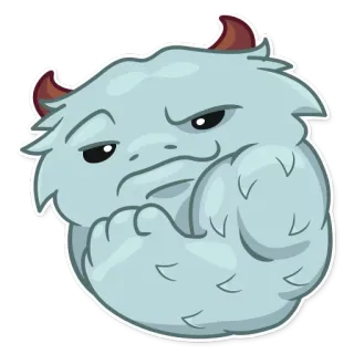 💪 mostro, cartone animato, carino, peloso, yeti, creatura, soffice, corna whatsapp sticker