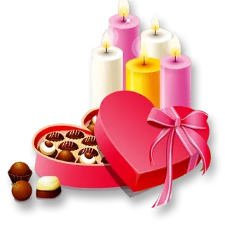 🍫 saint-valentin, chocolat, coeur, bougies, sucré whatsapp sticker