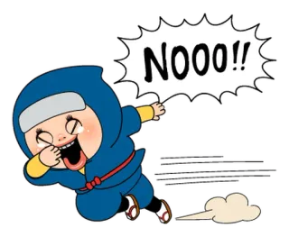 🥷 NOOO!! ninja, cartoon, weinen, traurig, ausruf, frustriert telegram sticker