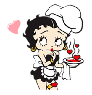 🍝 Betty Boop 만화, 요리사, 사랑, 하트, 클래식, 레트로 telegram sticker