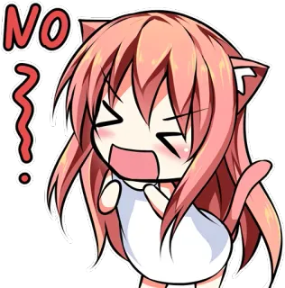 🚫 NO Anime, Chica gato, No, Desacuerdo, Negativa, Lindo whatsapp sticker