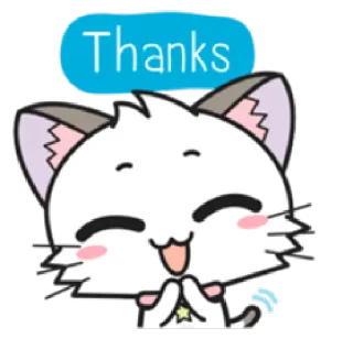 😊 Thanks gato, obrigado, fofo, animal, adesivo, desenho animado whatsapp sticker