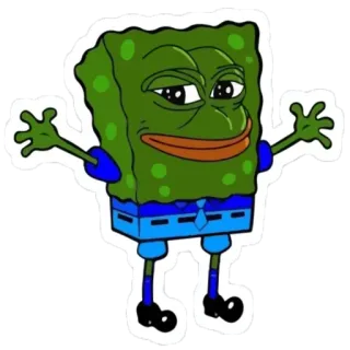 🧽 spongebob, pepe, meme, frog, cartoon whatsapp sticker
