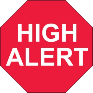 ⚠️ HIGH ALERT Avviso, Allerta, Rosso, Ottagono, Sicurezza, Pericolo telegram sticker