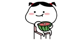 🍚 Desenho animado, Fofo, Melancia, Sentada, Menina whatsapp sticker