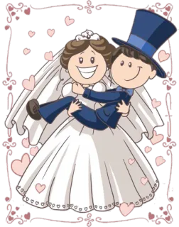 😁 свадьба, невеста, жених, мультфильм, любовь, пара telegram sticker
