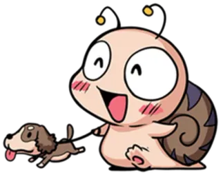 😝 siput, anjing, kartun, imut, hewan, hewan peliharaan whatsapp sticker