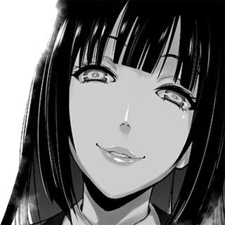 😘 Anime, Manga, Fille, Sourire, Noir et blanc, Personnage whatsapp sticker