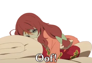 😴 Oof! Аниме, Персонаж, Ой, Раненый, Зомби, Девушка, Грустный telegram sticker