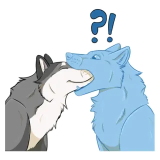 👄 lobo, animal, dibujos animados, signo de interrogación, beso, amor whatsapp sticker