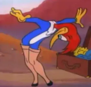 🦵 Woody Woodpecker การ์ตูน, วู้ดดี้ วู้ดเพ็คเกอร์, ตลก, สติกเกอร์, เรโทร telegram sticker