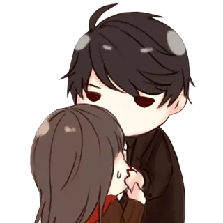 ❤️ Chibi, Casal, Fofo, Amor, Desenho animado, Anime whatsapp sticker