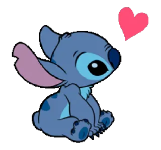 💚 Stitch Lilo & Stitch Dessin animé, Disney, Mignon, Coeur, Bleu, Alien whatsapp sticker