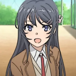 🐰 Mai Sakurajima Rascal Does Not Dream of Bunny Girl Senpai 애니, 소녀, 청춘 돼지, 귀여운, 교복 whatsapp sticker