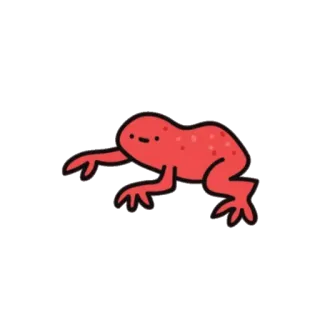🍎 ếch, ếch đỏ, ếch hoạt hình, ếch dễ thương, động vật, lưỡng cư telegram sticker
