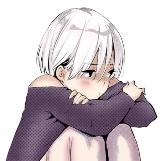 😞 Аниме, Манга, Девушка, Грустно, Мило, Иллюстрация, Рисунок telegram sticker