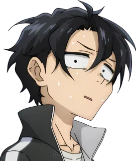 😰 Anime, Sudor, Preocupado, Masculino, Impactado whatsapp sticker