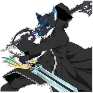 💙 Fellwesen, Anthropomorph, Waffe, Fantasy, Umhang, Schlüsselklinge telegram sticker