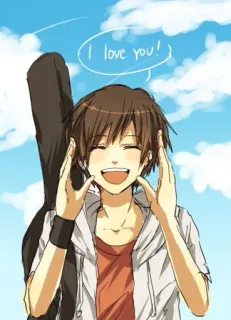 ❤️ I love you! animé, dessin animé, amour, sourire, guitare telegram sticker
