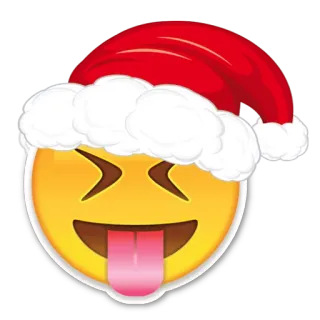 🎅 emoji, navidad, gorro de santa, sacando la lengua, divertido, expresión whatsapp sticker