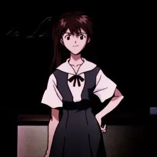 🎪 Mari Illustrious Makinami Neon Genesis Evangelion anime, school uniform, girl, character, animation, smile telegram sticker