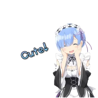😍 Rem Re:Zero Cute! Аниме, Милый, Горничная, Синие Волосы, Улыбка whatsapp sticker