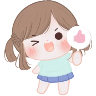 🧸 cartoon, girl, thumbs up, cute, positive, kawaii whatsapp sticker
