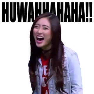 😂 HUWAHHAHAHAHA!! tertawa, wanita, lucu, humor, ekspresi, kegembiraan, lol whatsapp sticker