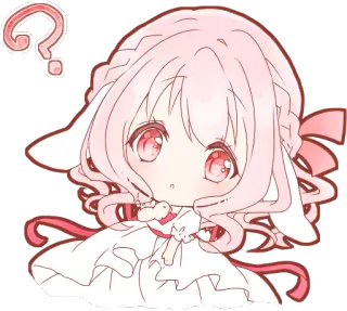😯 anime, cartoon, question mark, kawaii, cute, pink telegram sticker