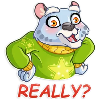 😀 REALLY? หมี, การ์ตูน, คำถาม, สีหน้า, สติกเกอร์, จริงๆ whatsapp sticker