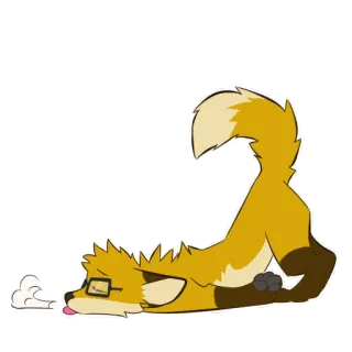 😴 fox, cartoon, glasses, animal, pose, cute, sticker telegram sticker