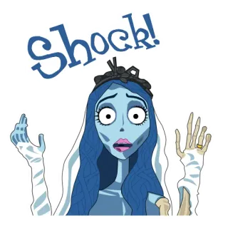 😱 Emily Corpse Bride Shock! 僵尸新娘, 艾米丽, 震惊, 蒂姆·伯顿, 动画电影, 卡通, 万圣节, 惊喜 whatsapp sticker