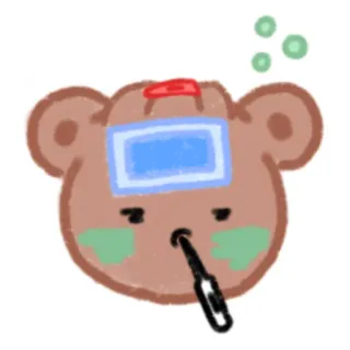 🥴 生病, 熊, 体温计, 疾病, 卡通, 可爱, 贴纸 telegram sticker