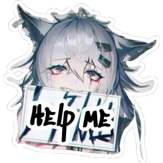 😱 HELP ME anime, girl, help, emotional, sad, request telegram sticker