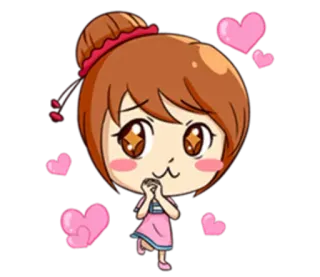 🙏 Desenho animado, Anime, Fofo, Garota, Corações, Amor whatsapp sticker