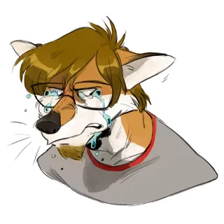 😭 фурри, плачущий, грустный, антропоморфный, лис telegram sticker