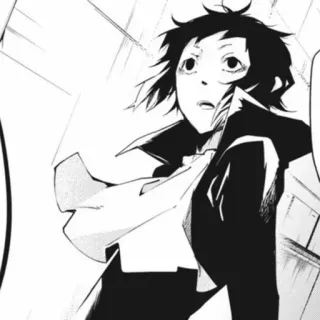 ♠ Anime, Manga, Personnage, Noir et blanc, Illustration telegram sticker