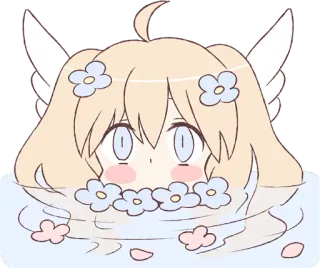🙄 Anime, Garota, Fofa, Flores, Kawaii, Anjo, Flutuando telegram sticker
