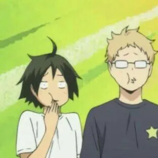 🏐 Tsukishima Kei Haikyuu anime, haikyuu, tsukishima, yamaguchi, funny, expressions, cartoon whatsapp sticker