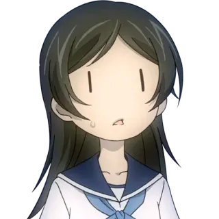 😐 Anime, Ragazza, Espressione vuota, Goccia di sudore telegram sticker