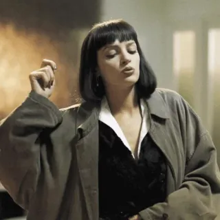 ➿ Mia Wallace Pulp Fiction Mia Wallace, Pulp Fiction, Uma Thurman, filme, dança, clássico telegram sticker