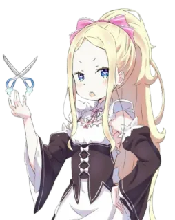 😌 Beatrice Re:Zero Аниме, Ножницы, Милый, Горничная, Девушка, Магия telegram sticker