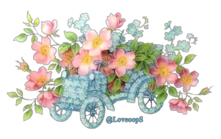 🌹 @LoveoopS flowers, carriage, floral arrangement, vintage, roses whatsapp sticker