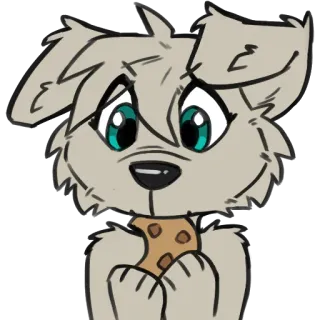 🍪 dog, puppy, furry, cute, cookie, eating, cartoon, animal whatsapp sticker