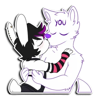 😘 you furry, kissing, anthropomorphic, romantic, affectionate, cartoon, sticker telegram sticker