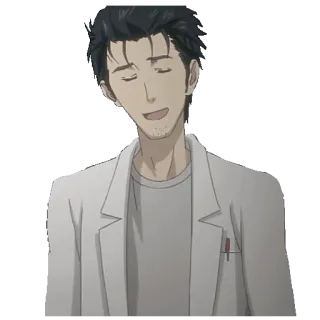 😁 Okabe Rintaro Steins;Gate Аниме, Ученый, Лабораторный халат, Steins;Gate, Персонаж, Окабэ Ринтаро telegram sticker