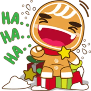 🤣 HA...HA...HA... manusia jahe, tertawa, liburan, Natal, kartun, kue telegram sticker