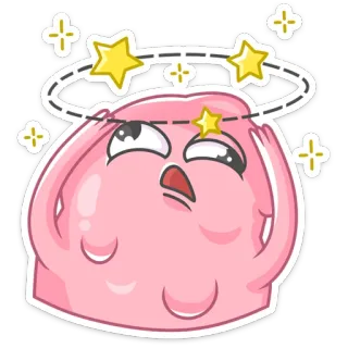 💫 pink blob, dizzy, stars, cartoon, emotion, headache, animated, sticker whatsapp sticker